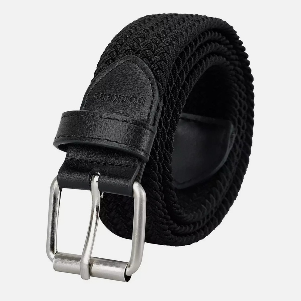 Dockers Black Braided Stretch Belt with Silver Buckle